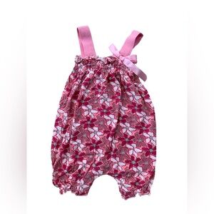 Kickee Pants Size 18-24 Pink Floral Bamboo Smocked Tank Romper